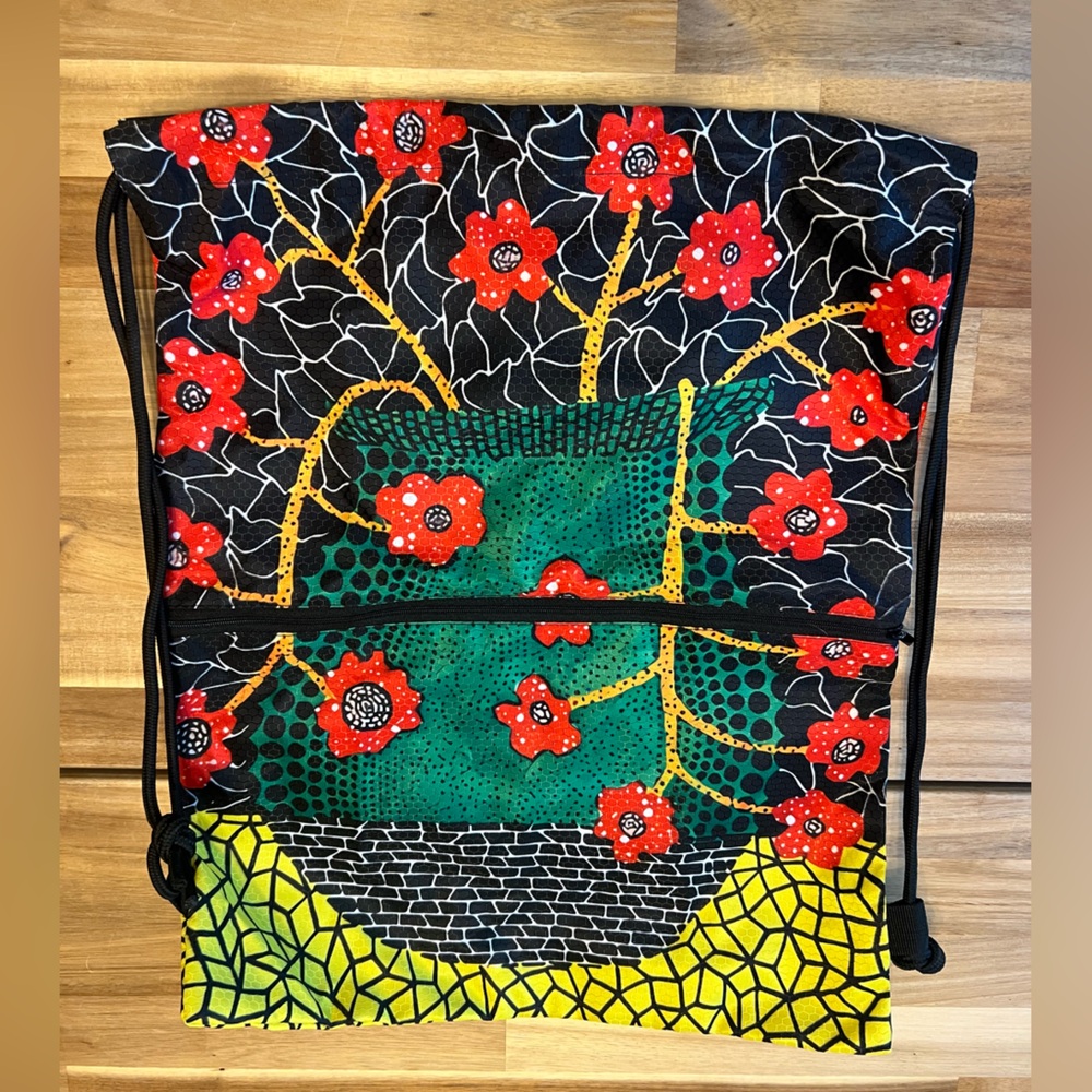 Yayoi Kusama style Vibrant Floral Drawstring Backpack NEW
